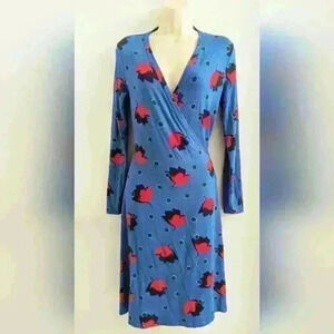 Boden Long Sleeve Blue Wrap Women's Dress Size 4